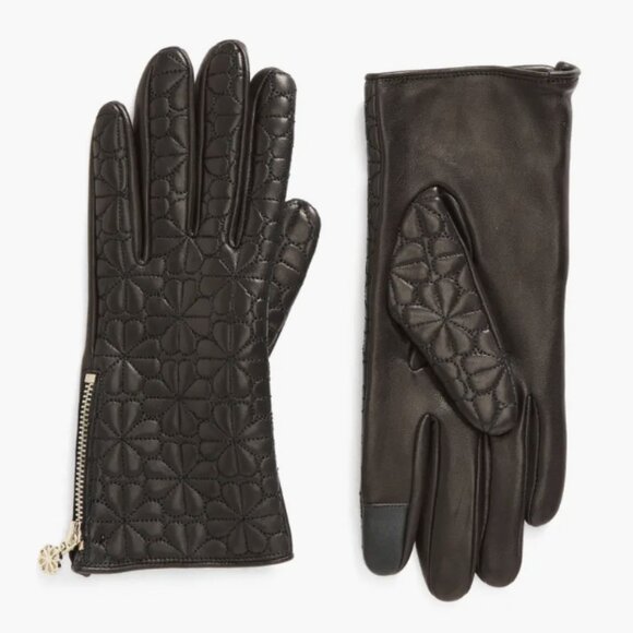 *NWT* Kate Spade Quilted Heart Touch Tech Leather Gloves, Size Small - Picture 1 of 3